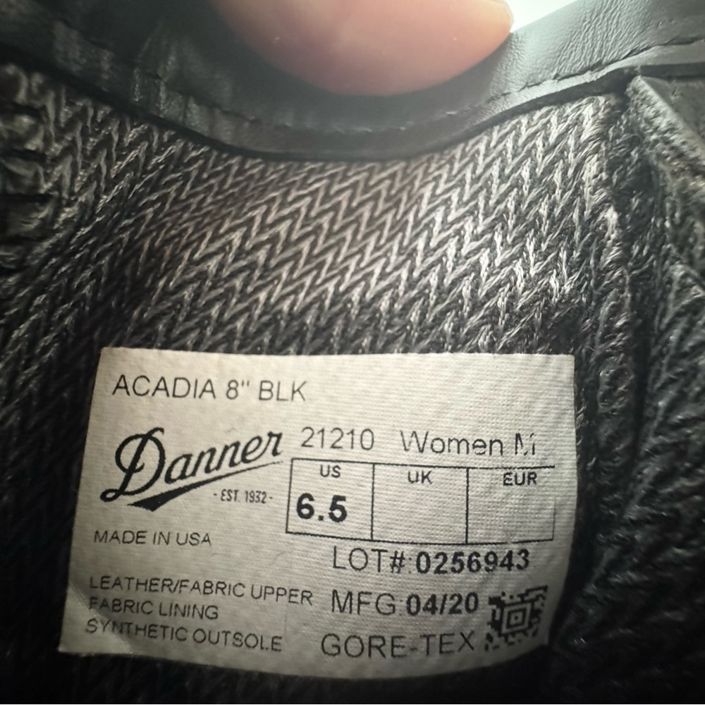 Danner Acadia 8” Women’s Boots Black Leather Lace-Up Size 6.5 Utility - Picture 13 of 14